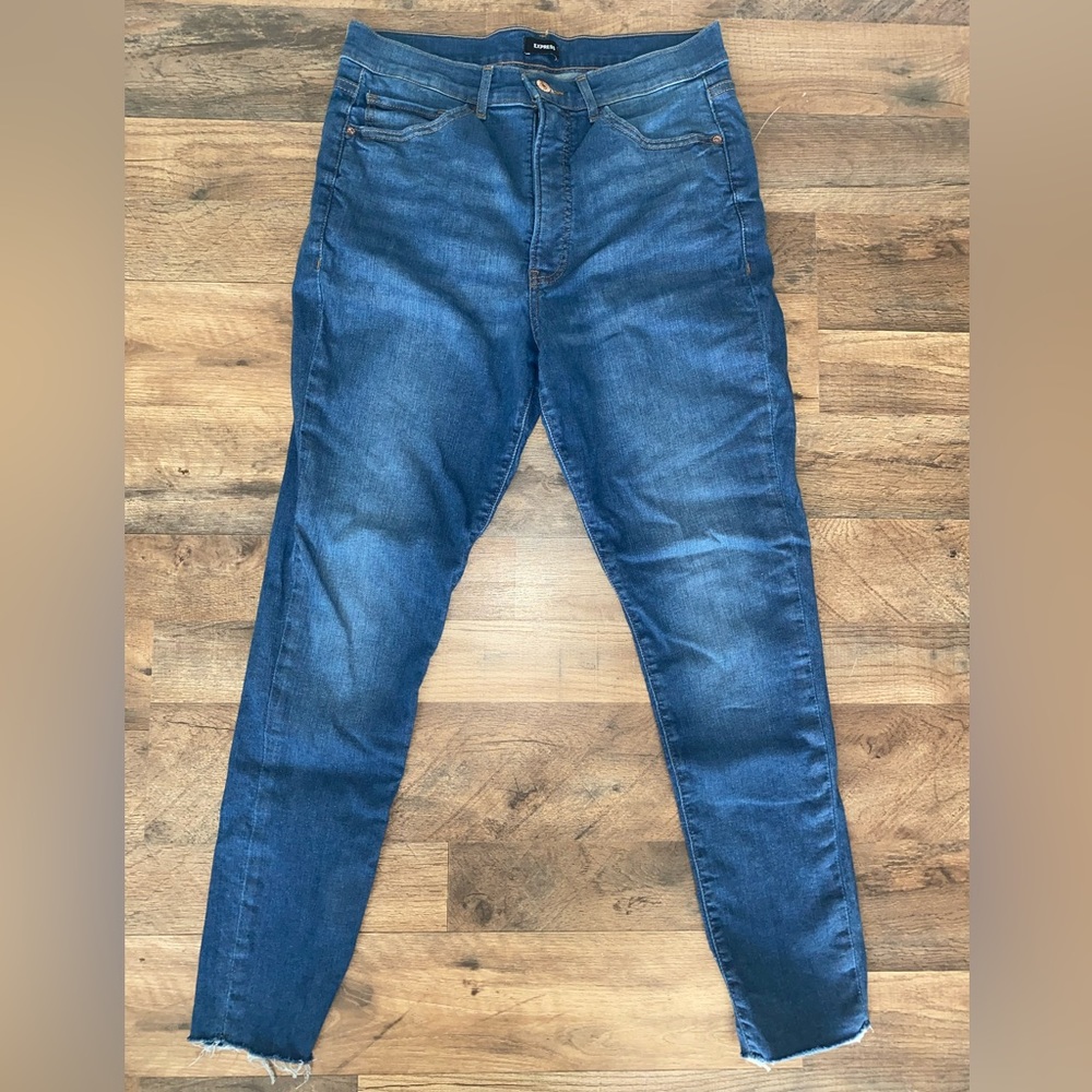 Express Jeans 10R Women Skinny High Rise Hyper Stretch Medium Wash Blue Denim